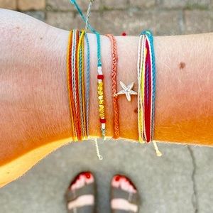Pura Vida Coral & White Enamel Starfish Bracelet